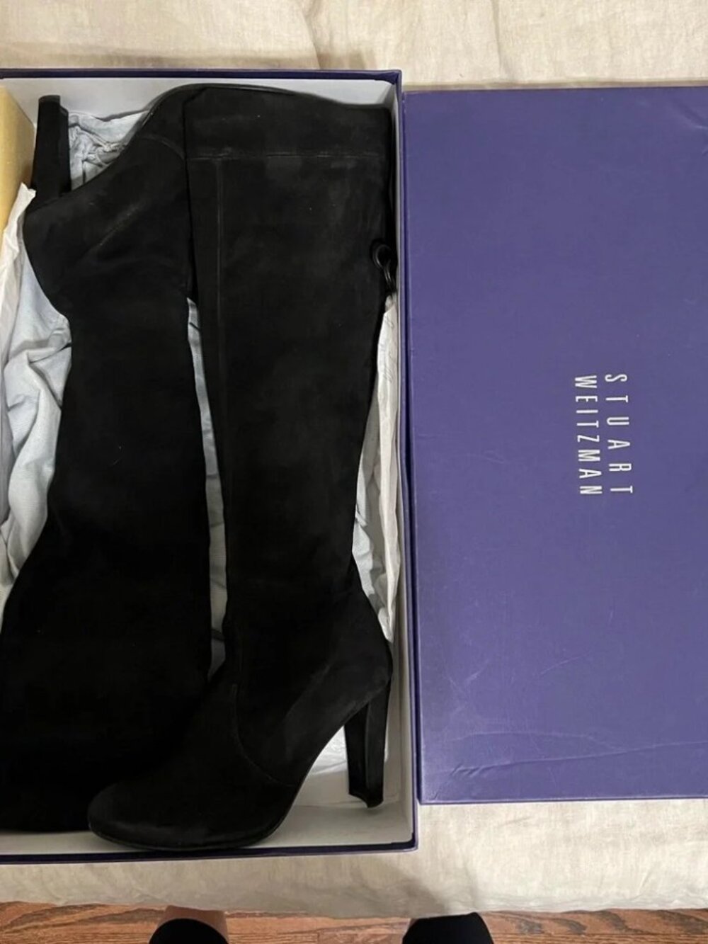 STUART WEITZMAN Highland Suede Over-the-Knee Boots ~ Black Size 7 - Picture 8 of 9